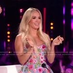 Carrie’s blue floral embroidered tulle dress on American Idol