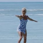 Carrie’s blue geometric swimsuit on American Idol
