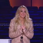 Carrie’s beige embellished blazer and pants on American Idol