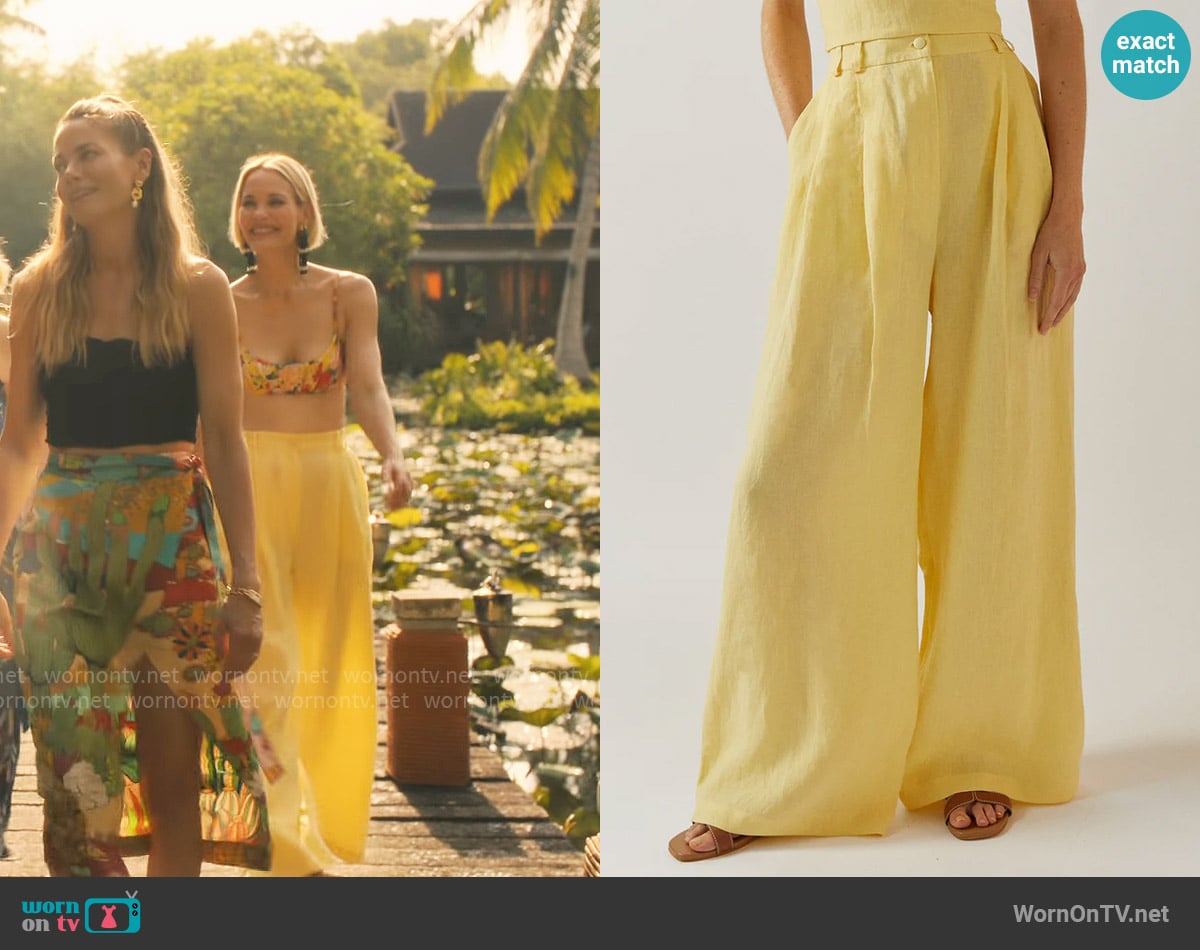 Casa Raki Alma Trousers worn by Kate (Leslie Bibb) on The White Lotus