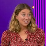 Casey Lewis’s red printed dress on Tamron Hall Show