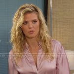 Cat’s pink satin shirtdress on Days of our Lives