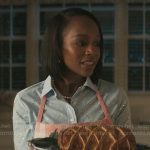 Catherine’s blue embellished shirt on Grosse Pointe Garden Society