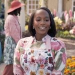 Catherine’s pink floral sweater on Grosse Pointe Garden Society