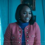 Catherine’s pink jacket with gold buttons on Grosse Pointe Garden Society