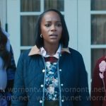 Catherine’s navy blue quilted jacket on Grosse Pointe Garden Society