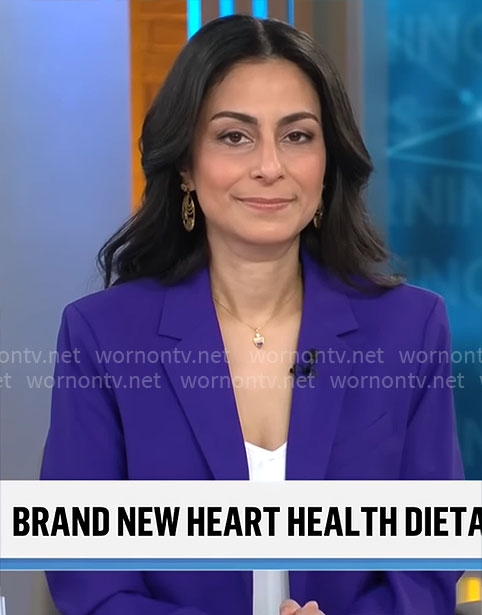 Celine Gounder’s purple suit on CBS Mornings