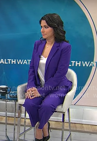 Celine Gounder’s purple suit on CBS Mornings