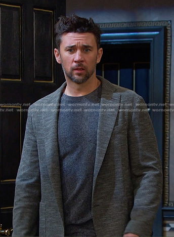 Chad’s grey marled patch pocket blazer on Days of our Lives