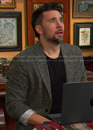 Chad’s grey marled patch pocket blazer on Days of our Lives