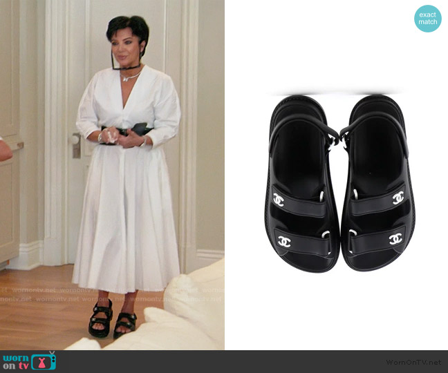 Chanel Velcro Dad Sandals worn by Kris Jenner (Kris Jenner) on The Kardashians