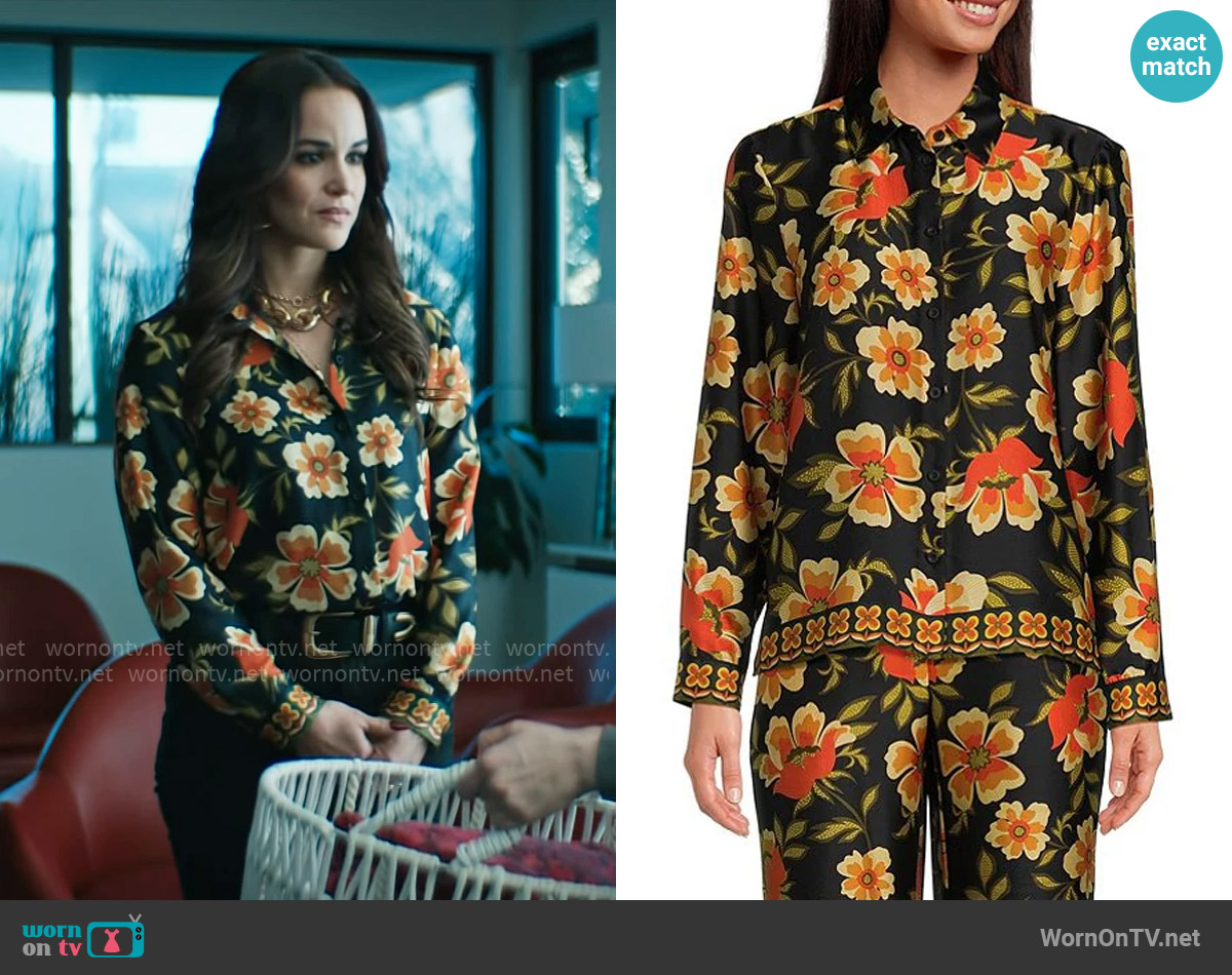 Chelsea & Violet Cora Floral Print Blouse worn by Birdie (Melissa Fumero) on Grosse Pointe Garden Society