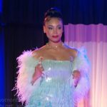 Chelsea’s aqua feather mini dress on Beyond the Gates