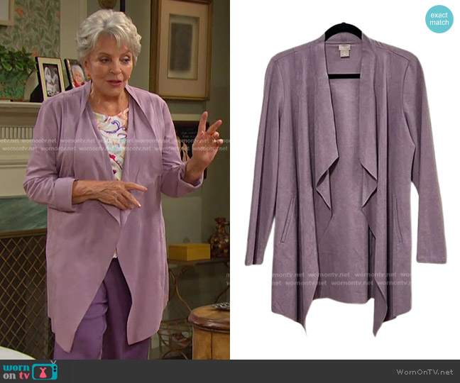 Chico's Sueded Drape Jacket worn by Julie Olson Williams (Susan Seaforth Hayes) on Days of our Lives