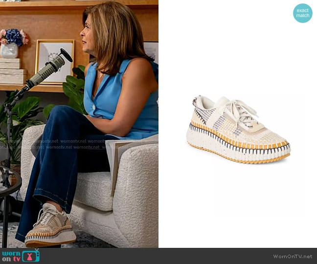 Chloe Nama Platform Sneaker in Biscotti Beige worn by Hoda Kotb on Today