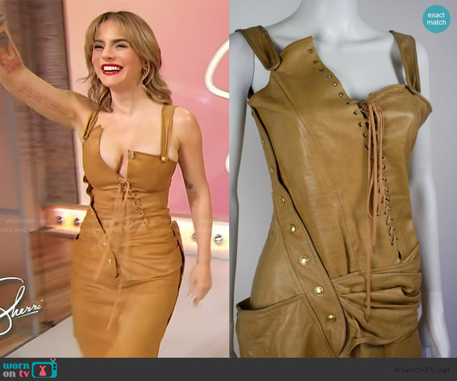 Christian Dior by John Galliano Leather Corset Dress worn by Joanna Noëlle Levesque on Sherri