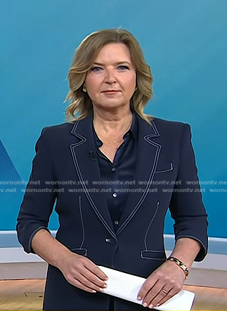 Christine’s navy blazer with white stitching on Today