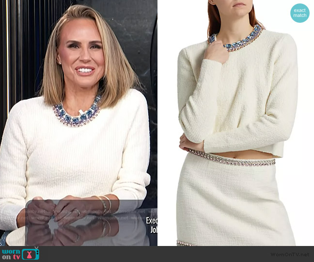 Cinq a Sept Embellished Claudine Sweater worn by Keltie Knight on E! News
