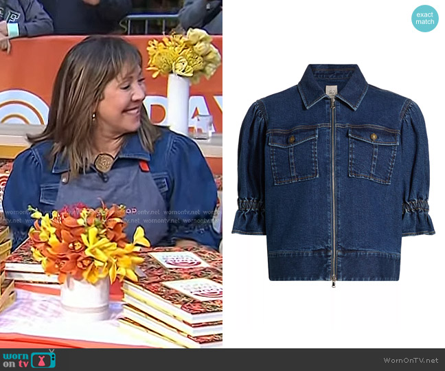 Cinq a Sept Holly Denim Jacket in Ocean worn by Elizabeth Heiskell on Today