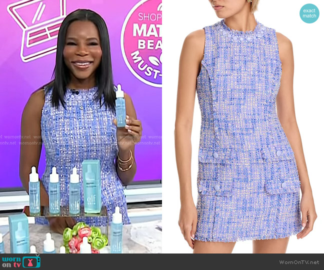 Cinq a Sept Lucie Boucle Ellisel Dress in Honey Lavender Multi worn by Dr. Michelle Henry on Today