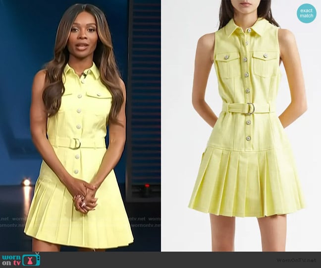 Cinq a Sept Moxie Belted Pleated Dress worn by Zuri Hall on Access Hollywood