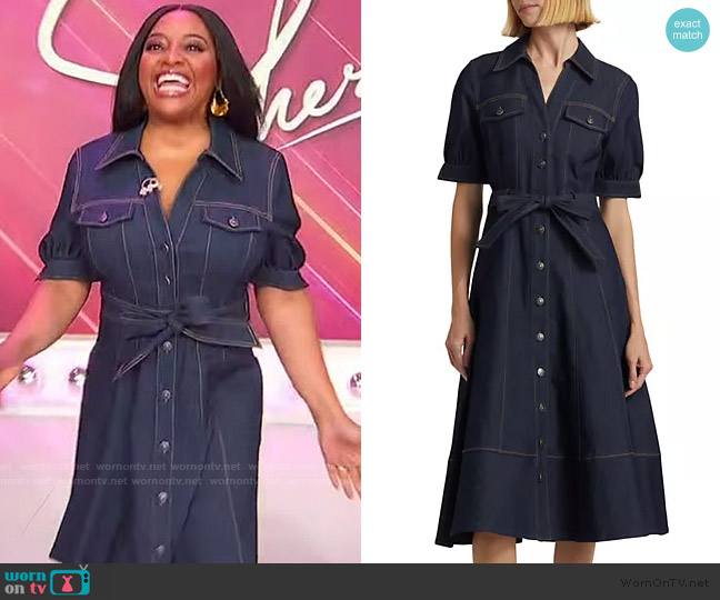 Cinq a Sept Suzie Denim Tie-Waist Shirtdress worn by Sherri Shepherd on Sherri