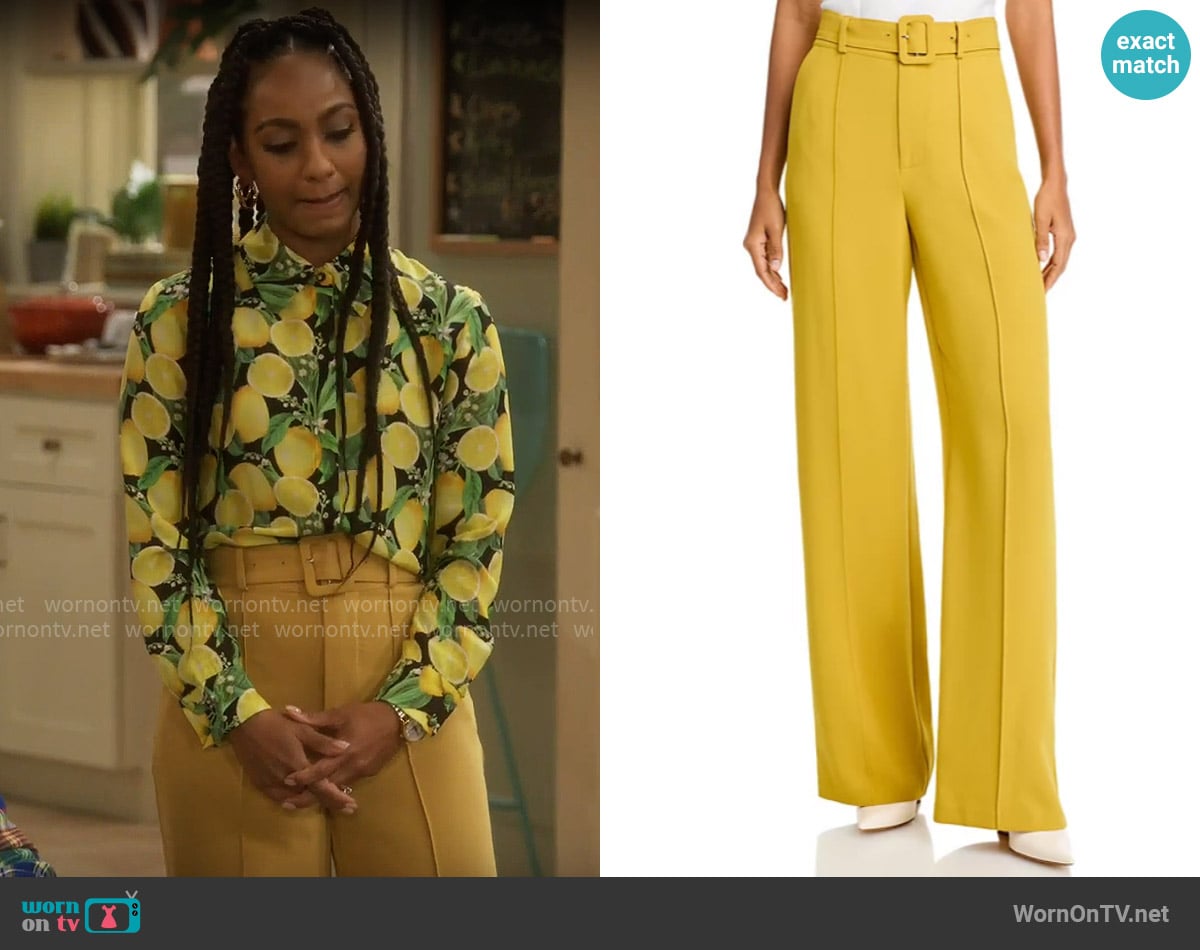 Cinq a Sept Ester Belted Wide Leg Pants worn by Nina (Tetona Jackson) on Poppas House
