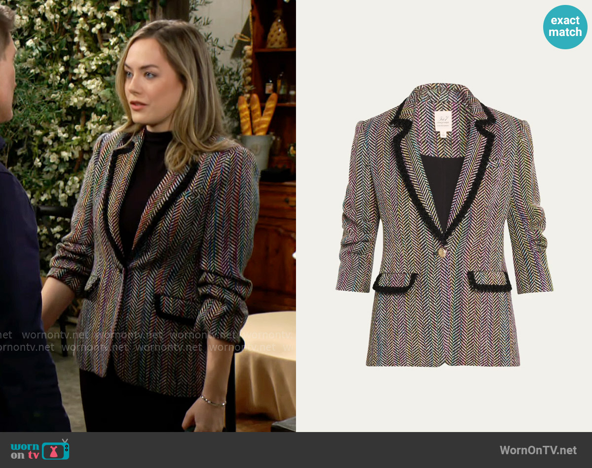 Cinq a Sept Khloe Tweed Blazer worn by Hope Logan (Annika Noelle) on The Bold and the Beautiful