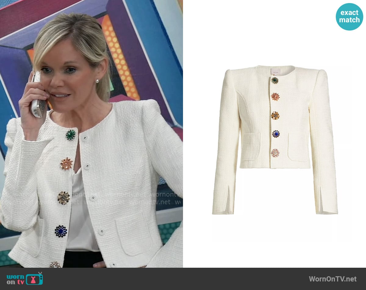 Cinq a Sept Randi Tweed Jacket worn by Ava Jerome (Maura West) on General Hospital