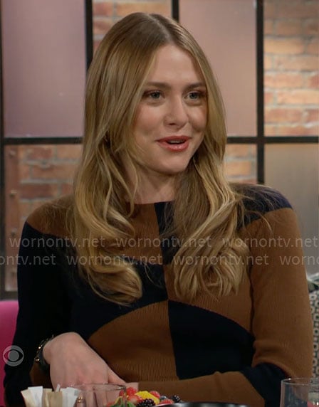 Claire’s brown colorblock dress on The Young and the Restless
