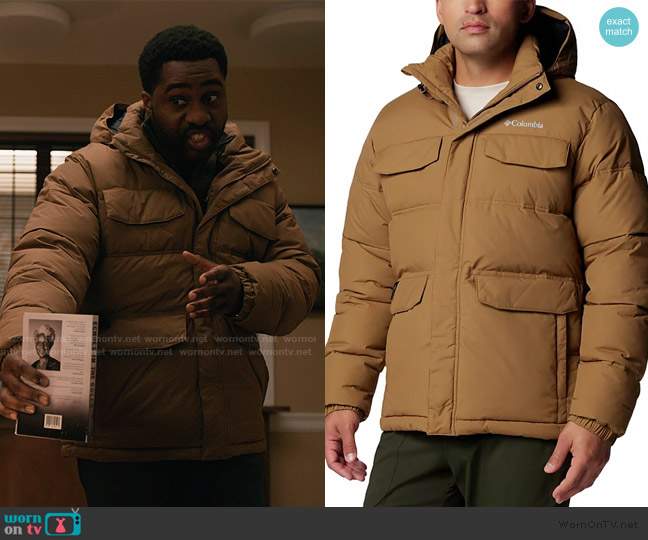Columbia Landroamer Hooded Puffer Jacket worn by Russell Greene (Joshua Echebiri) on Elsbeth