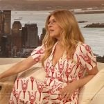 Connie Britton’s white and red printed dress on The Drew Barrymore Show