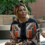Cynthia’s geometric print caftan dress on The Real Housewives of Atlanta