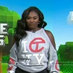 Danielle Brooks’s grey print cold shoulder sweatshirt on Today