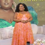 Danielle Pinnock’s floral print pleated dress on Tamron Hall Show