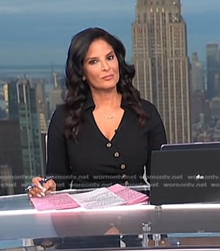 Darlene’s black asymmetric button dress on Today