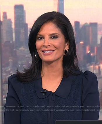 Darlene’s navy tie neck knit dress on Today