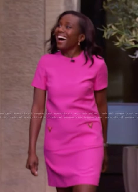 Deborah Roberts pink mini dress on Live with Kelly and Mark