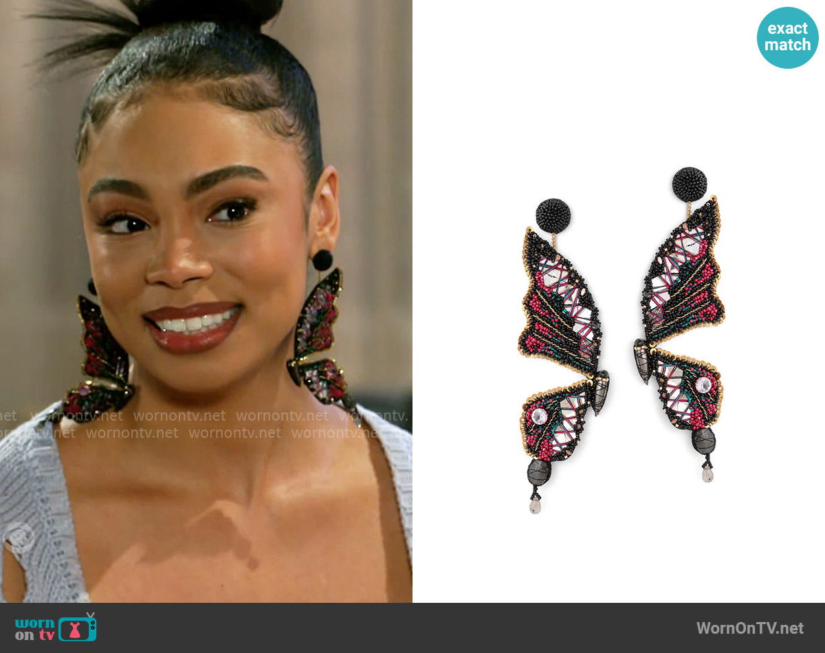 Deepa Gurnani Arcadia Earrings worn by Chelsea Hamilton (RhonniRose Mantilla) on Beyond the Gates