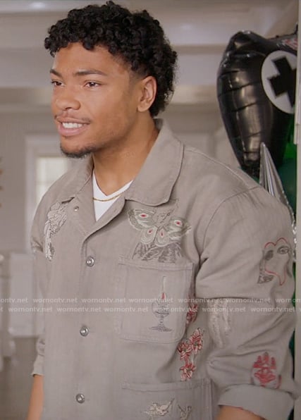Deion’s embroidered jacket and pants on All American