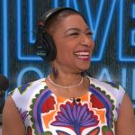 Deja Vu’s floral print cap sleeve dress on Live with Kelly and Mark