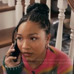 Delilah’s striped Y Y cardigan on The Equalizer