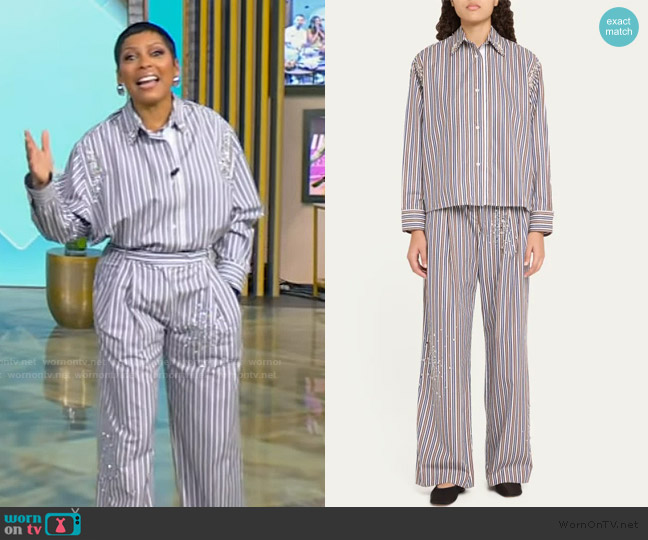 Des Phemmes Striped Shirt worn by Tamron Hall on Tamron Hall Show
