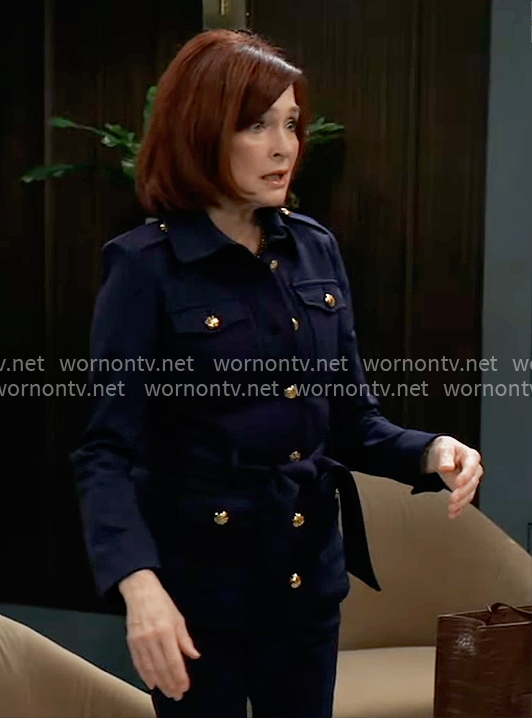 Diane’s navy jacket with gold buttons on General Hospital