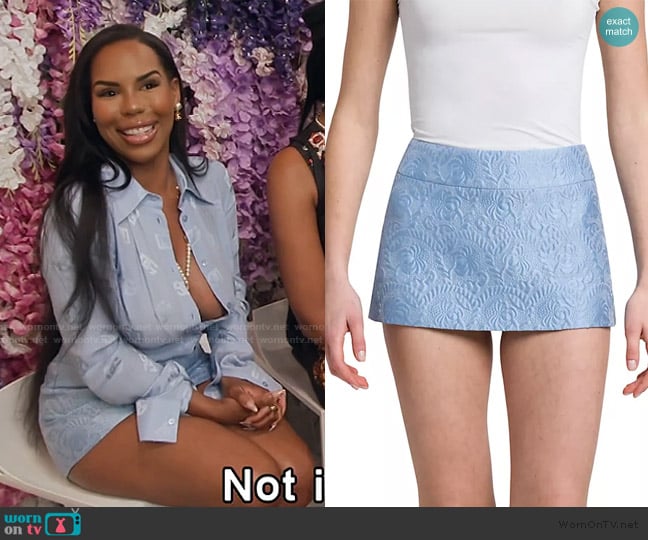 Dolce & Gabbana Floral Brocade Micro Miniskirt worn by Kelli Ferrell on The Real Housewives of Atlanta