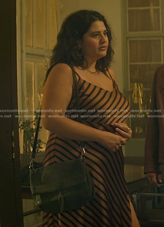 Dominique’s brown striped dress on You