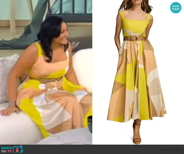Donna Karan New York Print Sleeveless Midi Dress worn by Tina LaMorte on Tamron Hall Show