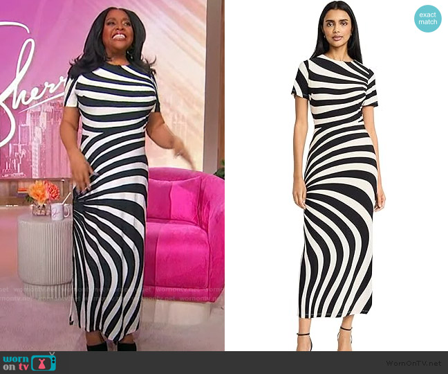 Donna Morgan Stripe Short Sleeve Maxi Dress worn by Sherri Shepherd on Sherri