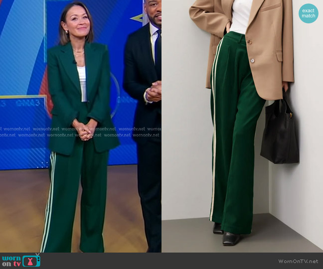 Donni. Twill Pleated Stripe Pants worn by Eva Pilgrim on Good Morning America