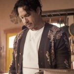 Doug’s brown printed cardigan on Grosse Pointe Garden Society